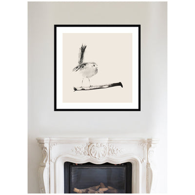 Sketched Bird On Branch by Danushka Abeygoda Framed Wall Art Print