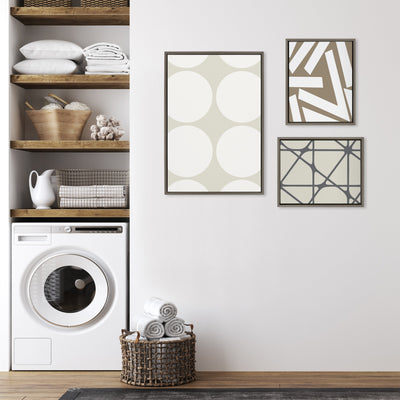 Sylvie Elevated Modern Neutral Dots and Stained Glass Framed Canvas Set