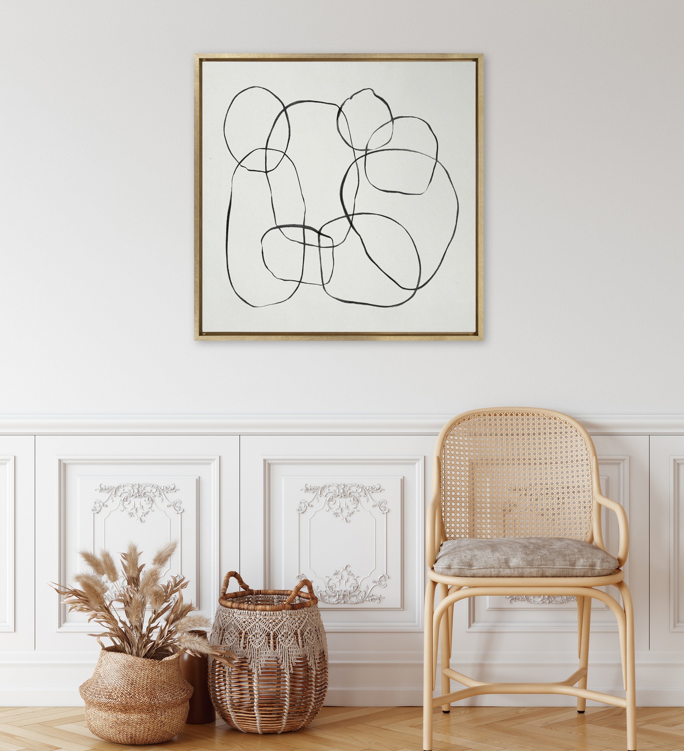 Sylvie Dancing Circles Framed Canvas