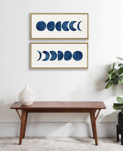 Sylvie Linear Moon Phases Framed Canvas by Teju Reval of SnazzyHues