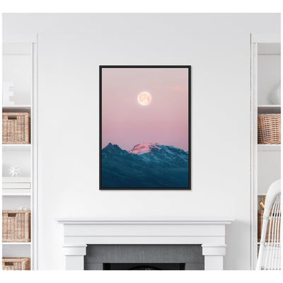 Sylvie Pastel Moonrise over Icelandic Mountains Framed Canvas by Michael Schauer