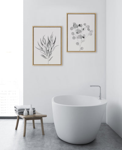 Sylvie Neutral Botanical 1 and 2 Soft White Framed Canvas by kateandlaurel - product image 9 for Resin Society