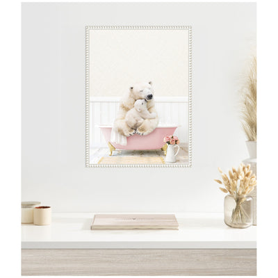 Sylvie Mother and Baby Polar Bear in Cottage Rose Bathtub Framed Canvas by Amy Peterson