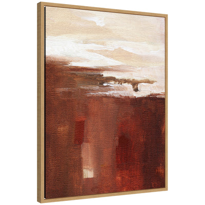 Sylvie Earthen Abstract Framed Canvas by Nikita Jariwala showing muted earth tones with floating black frame