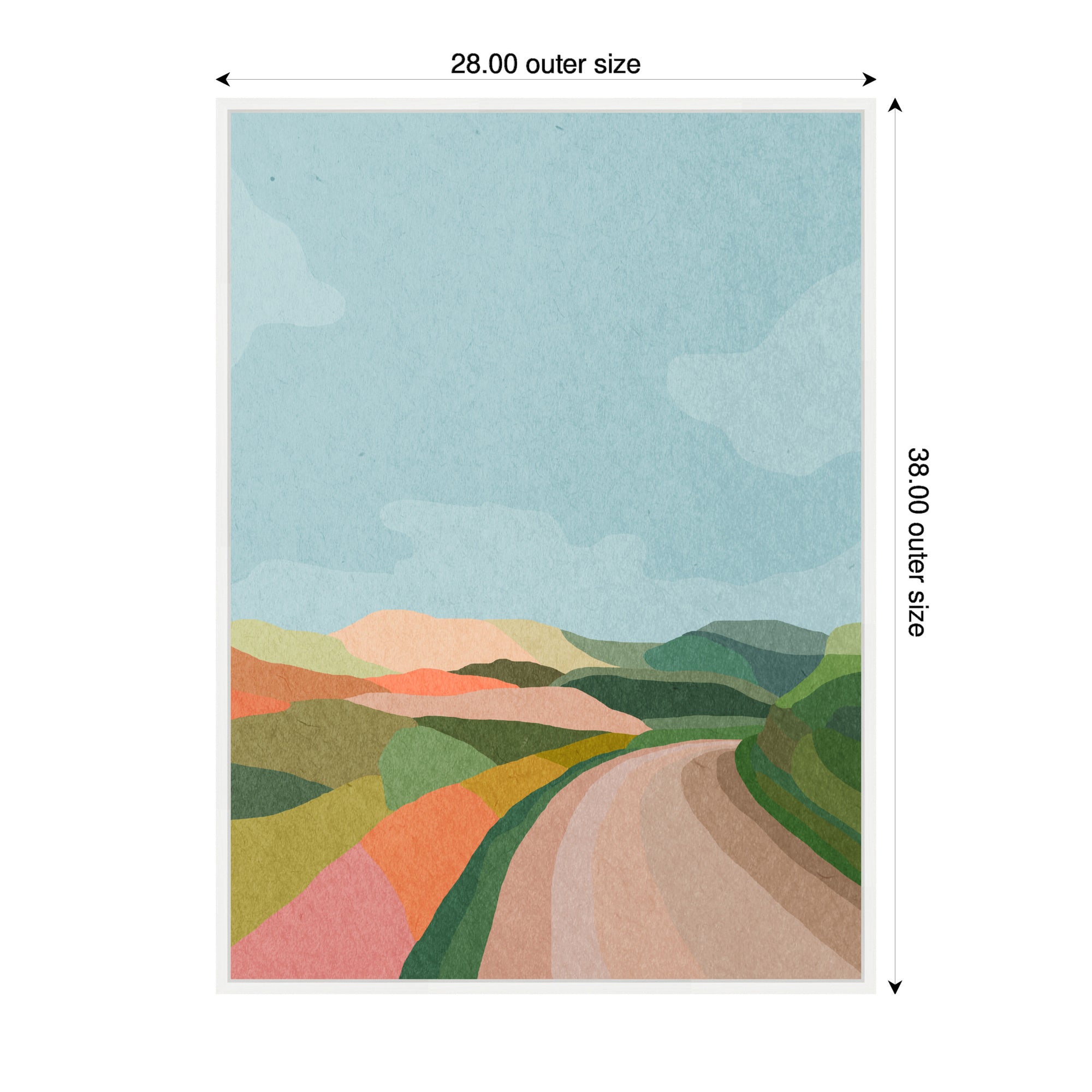 Sylvie Beautiful Landscape with Road Framed Canvas by July Art Prints