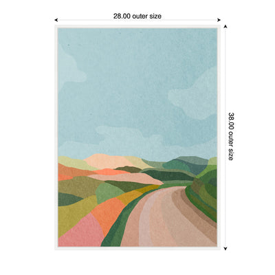 Sylvie Beautiful Landscape with Road Framed Canvas by July Art Prints
