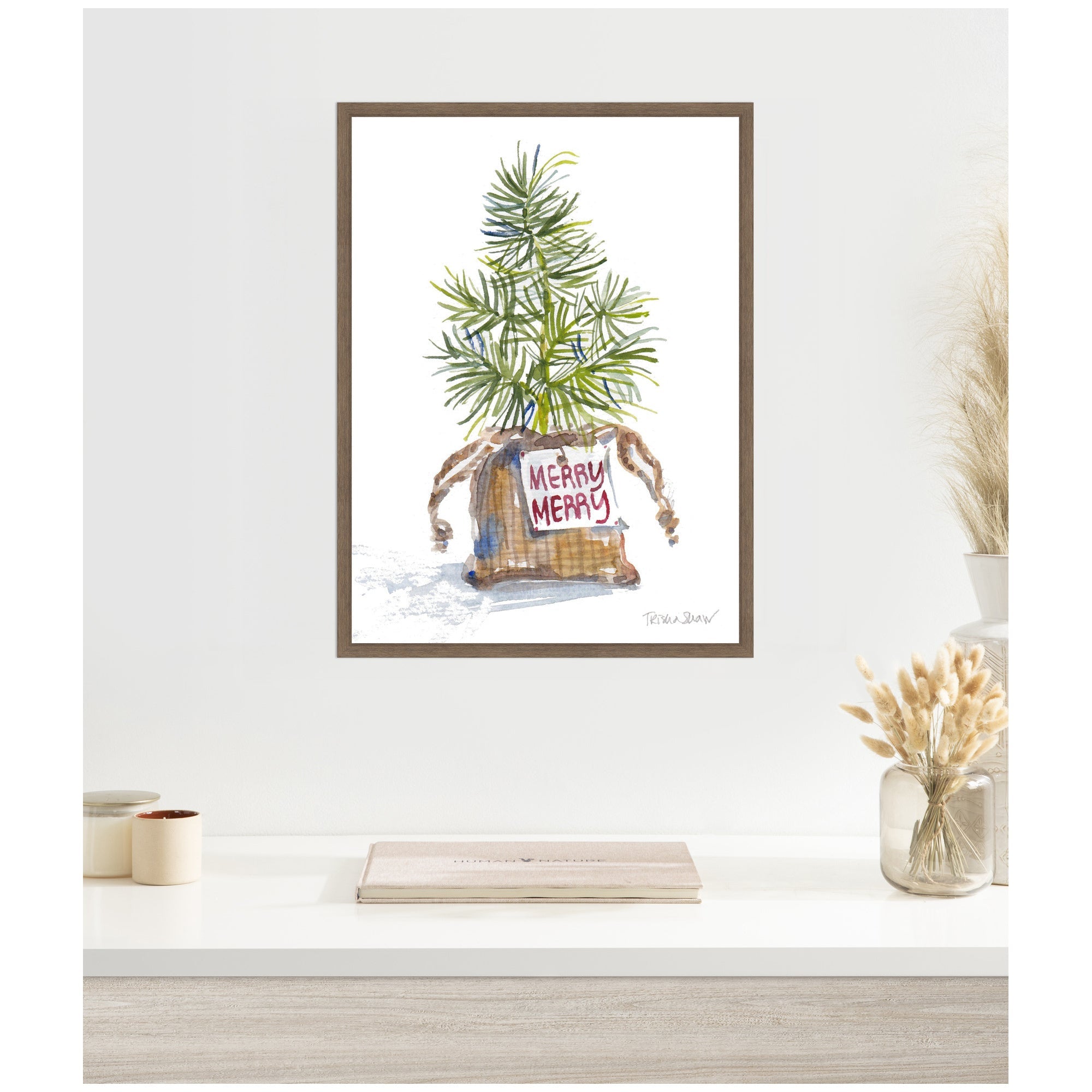 Sylvie Framed Canvas Merry Seedling In Burlap by Patricia Shaw