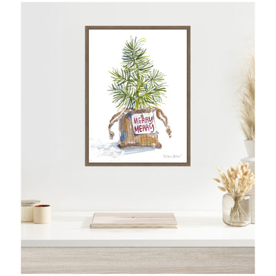 Sylvie Framed Canvas Merry Seedling In Burlap by Patricia Shaw