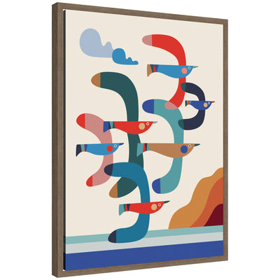 Seagulls Coastal Vibes by Rachel Lee Framed Canvas Wall Art Print