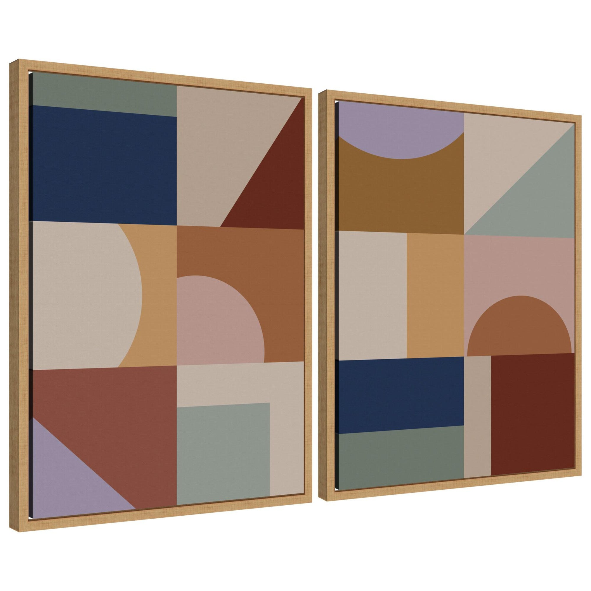 Modern Bohemian Pattern 2 Piece Framed Canvas Wall Art Set