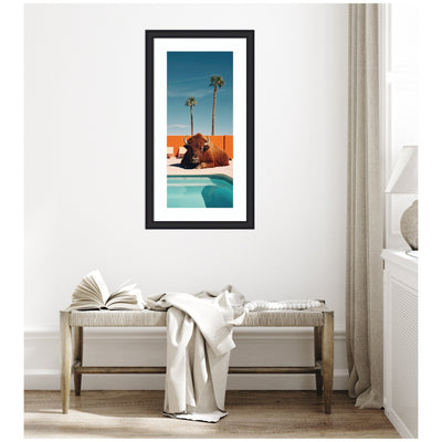 Framed Art Bison Chilling by the Pool in California by Michael Schauer