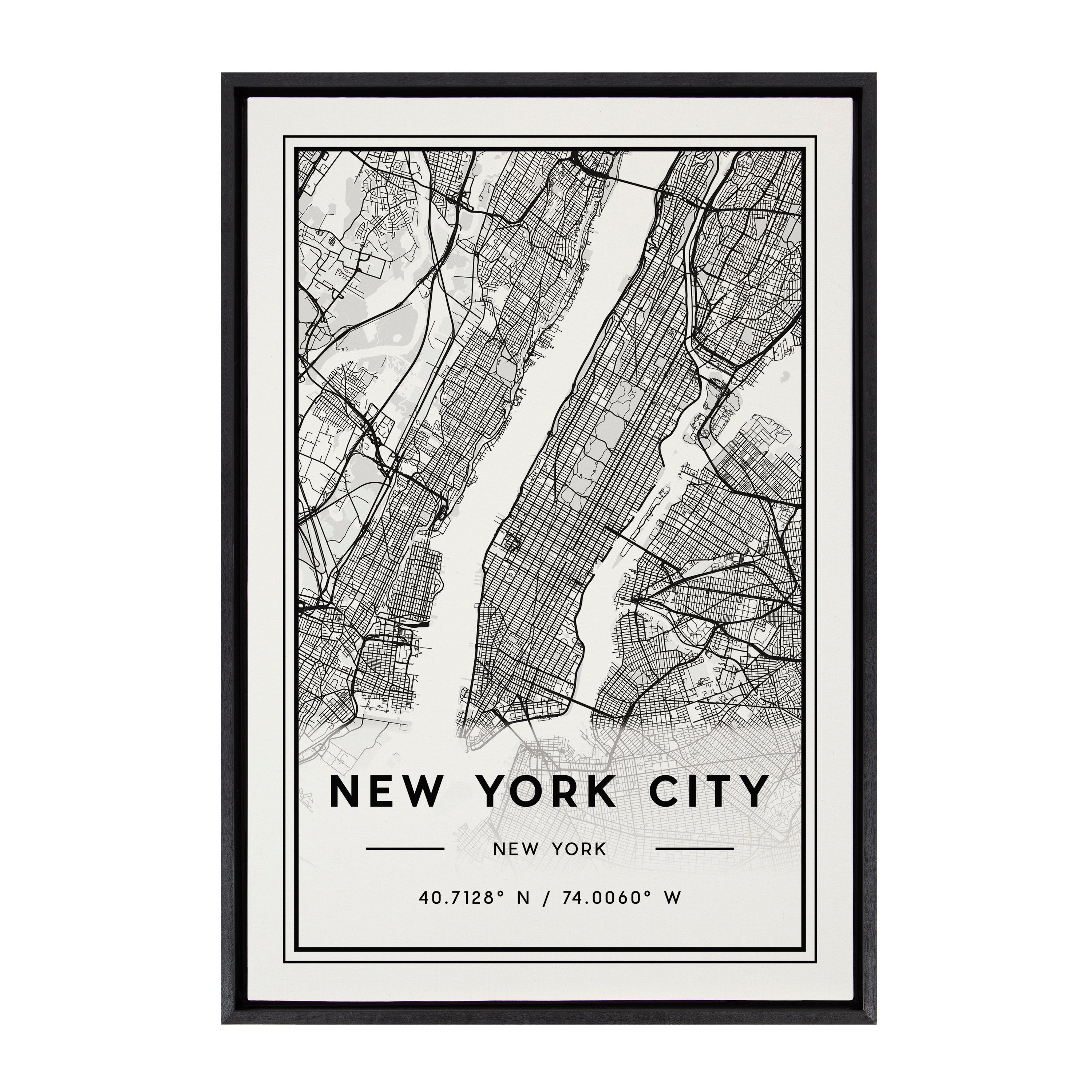 Sylvie New York City Map Framed Canvas by Jake Goossen