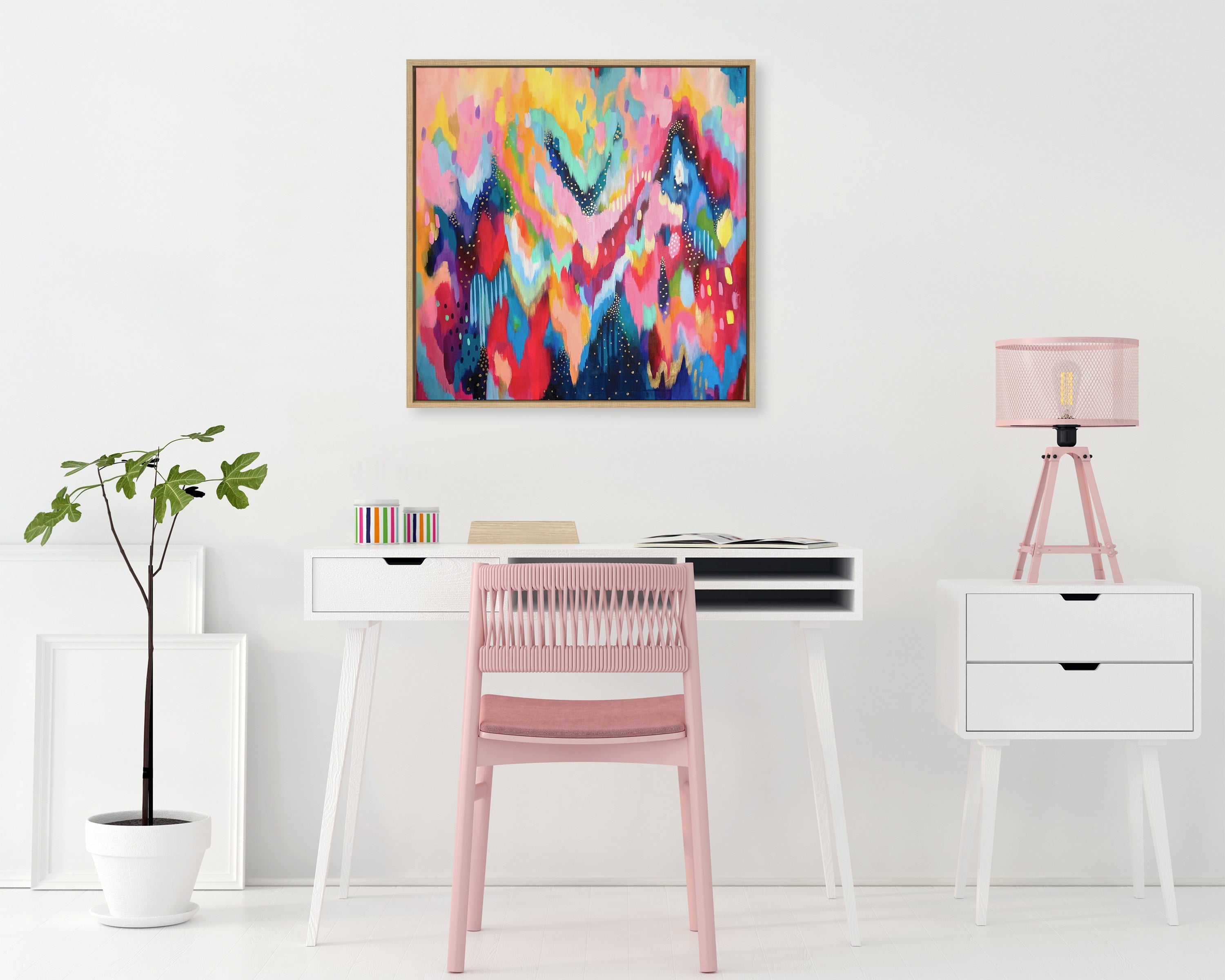 Sylvie EV Brushstroke 100 Framed Canvas by kateandlaurel - product image 15 for Resin Society