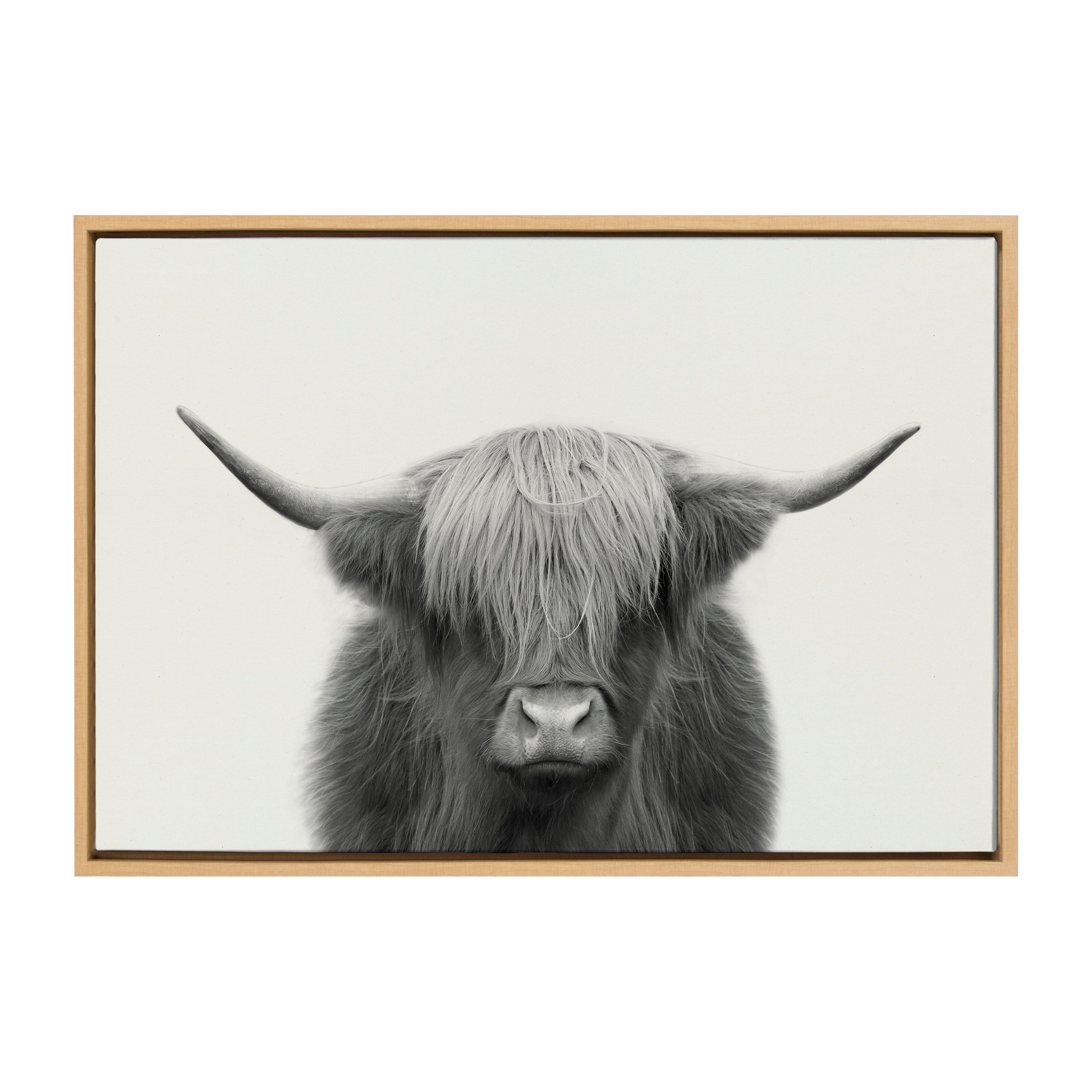 Sylvie Hey Dude Highland Cow Framed Linen Canvas