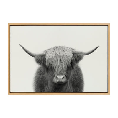 Sylvie Hey Dude Highland Cow Framed Linen Canvas
