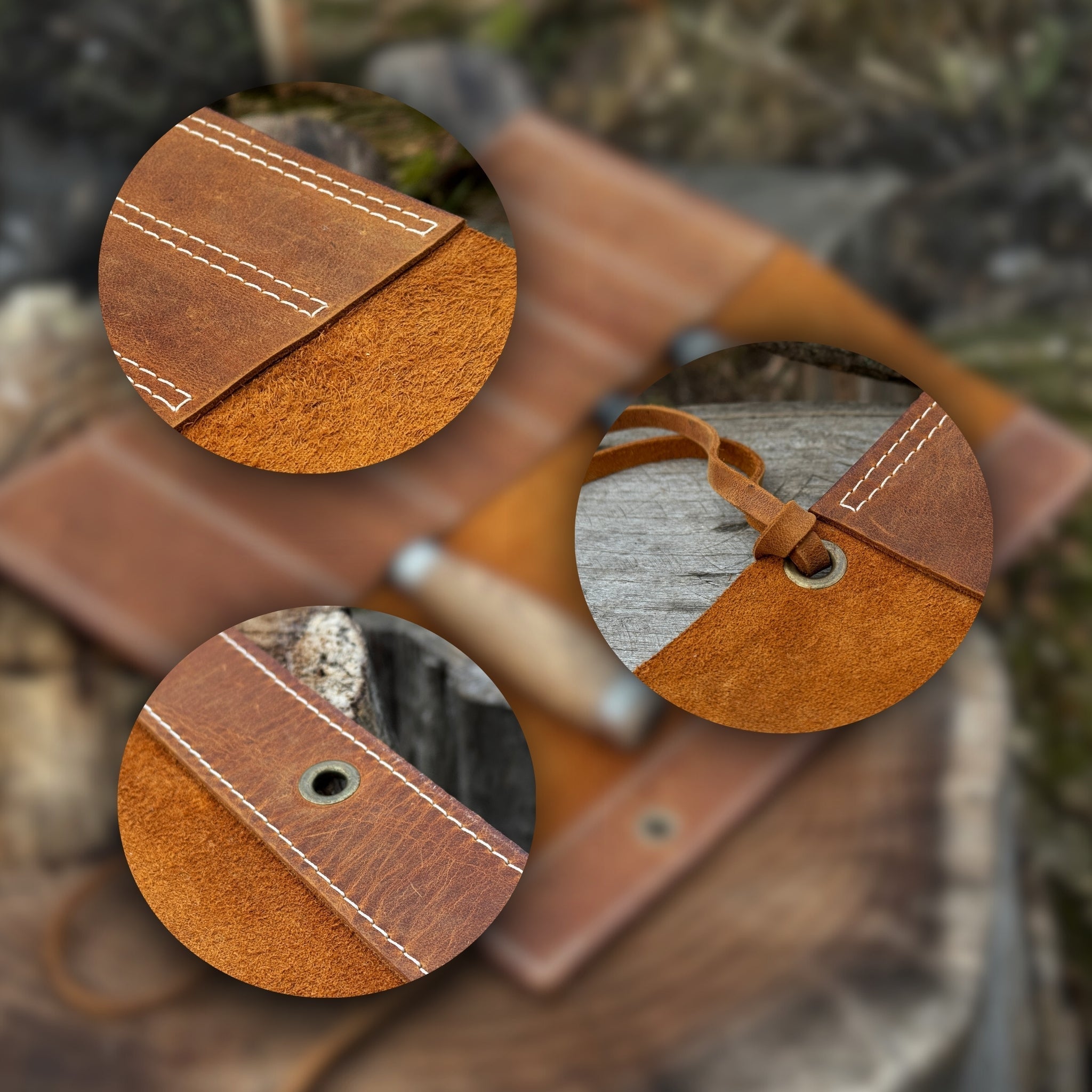Handmade 6 Pocket Leather Chisel Roll made from genuine Crazy Horse leather, holding carving tools