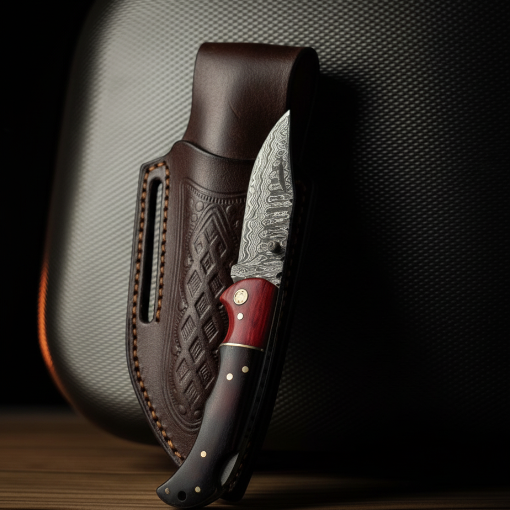Redwood Hunter Damascus Folding Knife - TF-091 by Titan International K - Resin Society