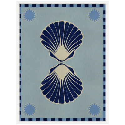 Sylvie Lush Duo 3 Seashells Framed Canvas by Shatha Al Dafai