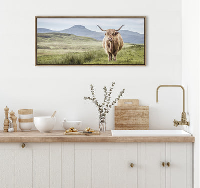 Sylvie Highland Cow Mountain Landscape Framed Canvas by The Creative by kateandlaurel - product image 18 for Resin Society