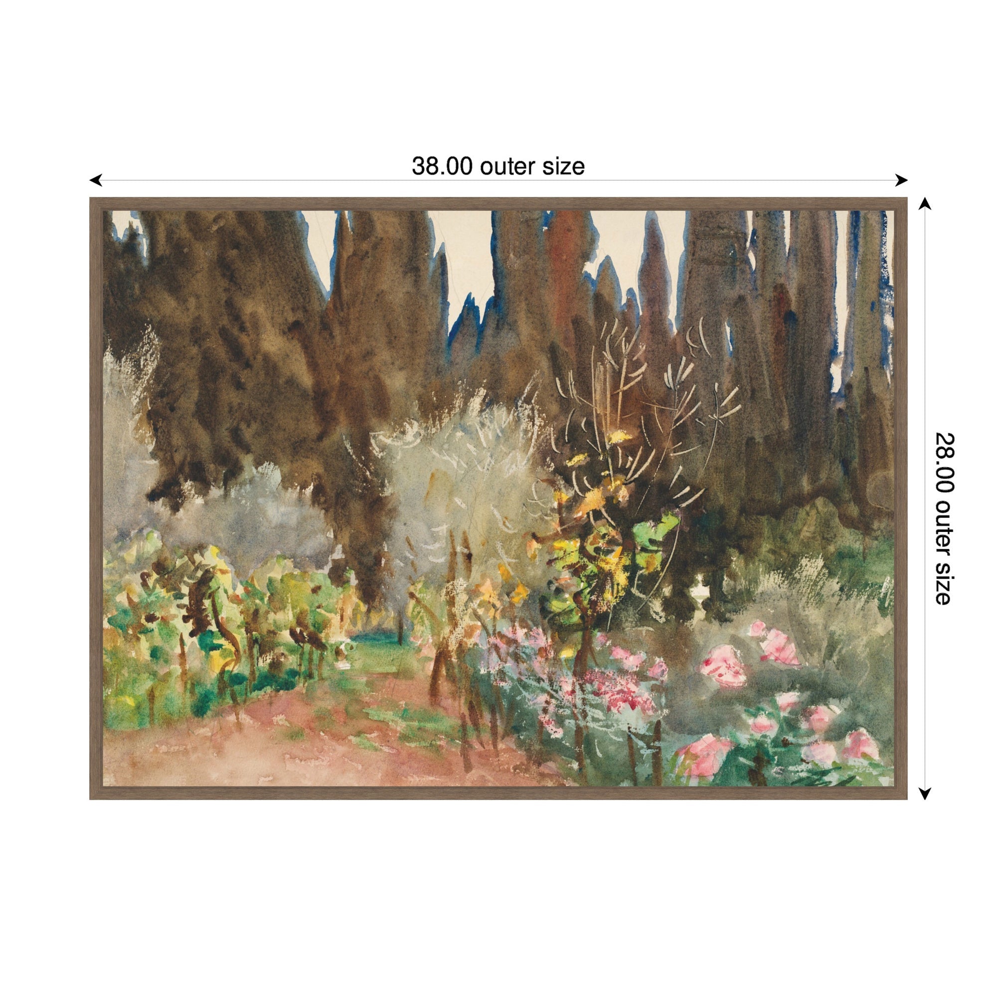 Gardens at Florence circa 1910 John Singer Sargent by Nostalgia Prints Framed Canvas Wall Art Print