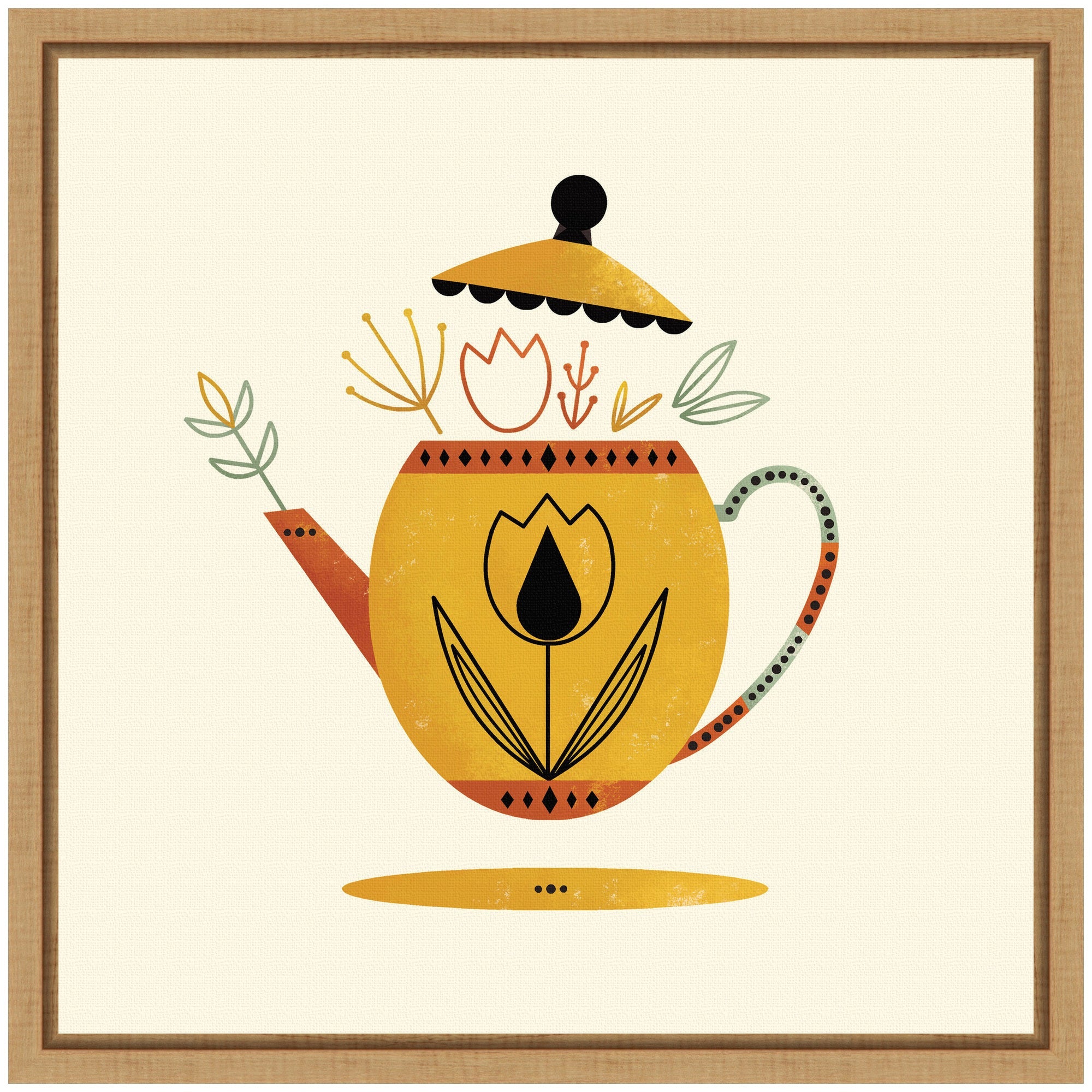 Sylvie Yellow Kettle Framed Canvas by Amber Leaders