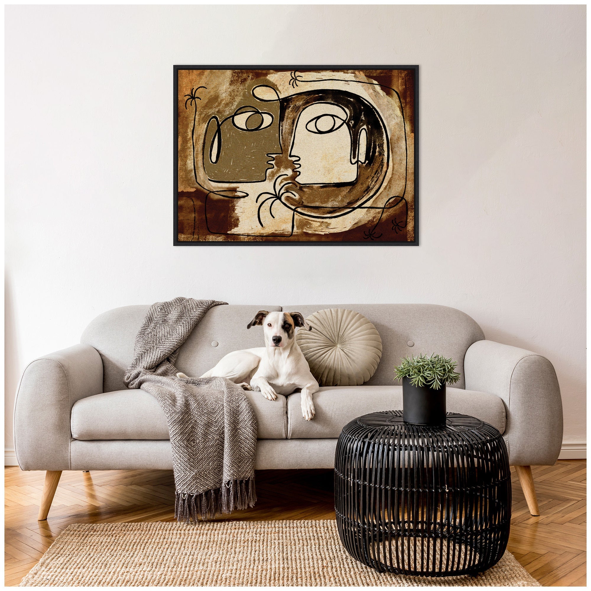 Sylvie What Secrets Do The Palms Whisper To The Earth Framed Canvas by Shatha Al Dafai