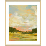 Framed Art Landscape 2 by Annie Quigley depicting expansive fields under a pastel sky in Florence Gold frame