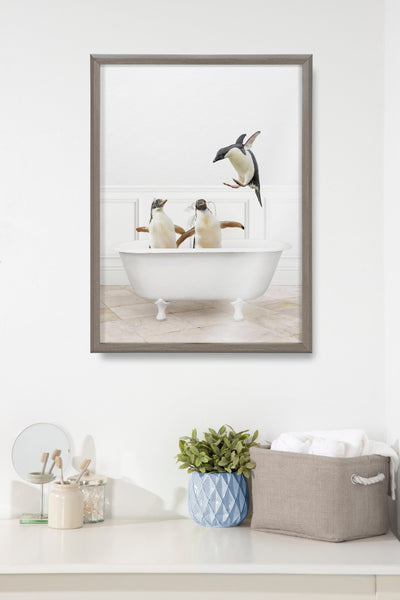 Blake Penguins Bathroom Framed Printed Glass by Amy Peterson Art Studio by kateandlaurel - product image 7 for Resin Society