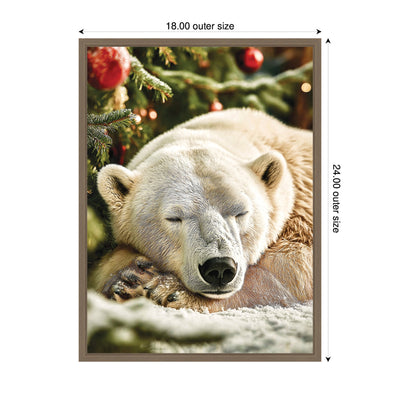 Sylvie Framed Canvas Icebear Sleeping Beneath a Christmas Tree by Michael Schauer