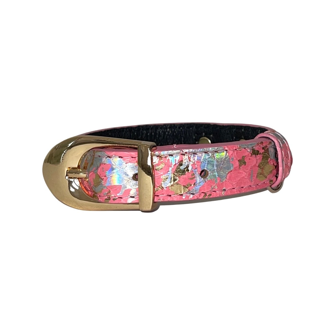 XS/S 7”-14” Bubblegum Pink/Gold/Silver Art Deco Custom Snake