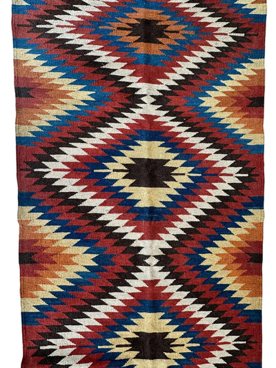 Hand-Knotted Afghan Kilim Wool Runner Rug – 2’8” x 12’4” – Vintage Full by Rugistan - product image 5 for Resin Society