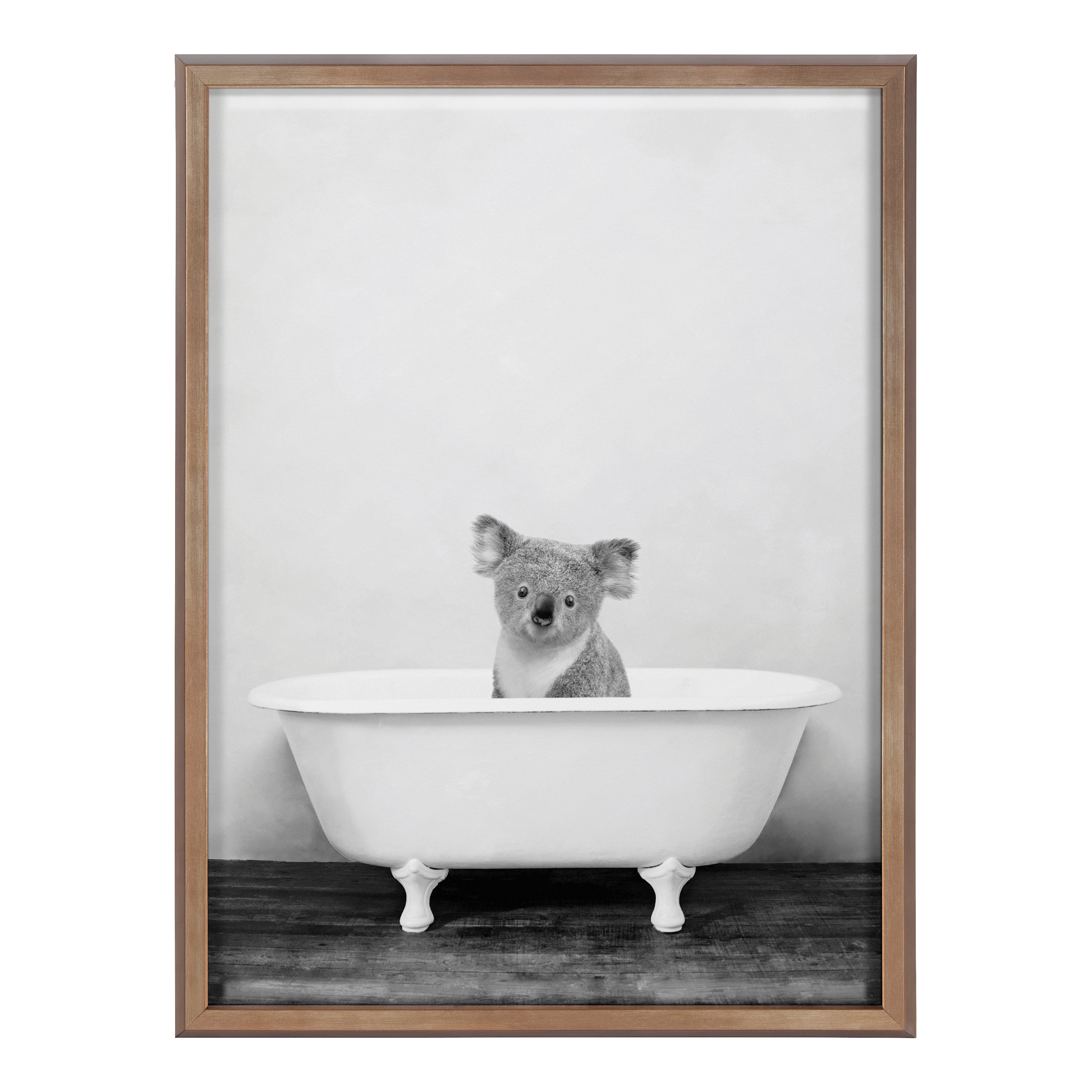 Blake Koala in Bathtub Black and White Framed Printed Glass by kateandlaurel - product image 2 for Resin Society