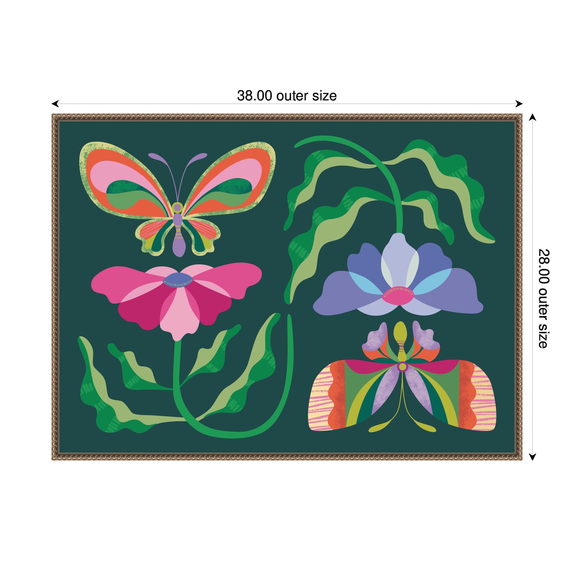 Floral Butterflies by Rachel Lee Framed Canvas Wall Art Print