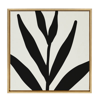 Sylvie Modern Botanical Neutral Abstract 1 Framed Canvas