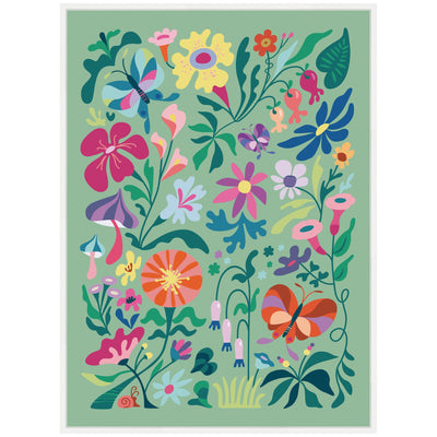 Sylvie Wild flowers and Butterflies Framed Canvas by Rachel Lee