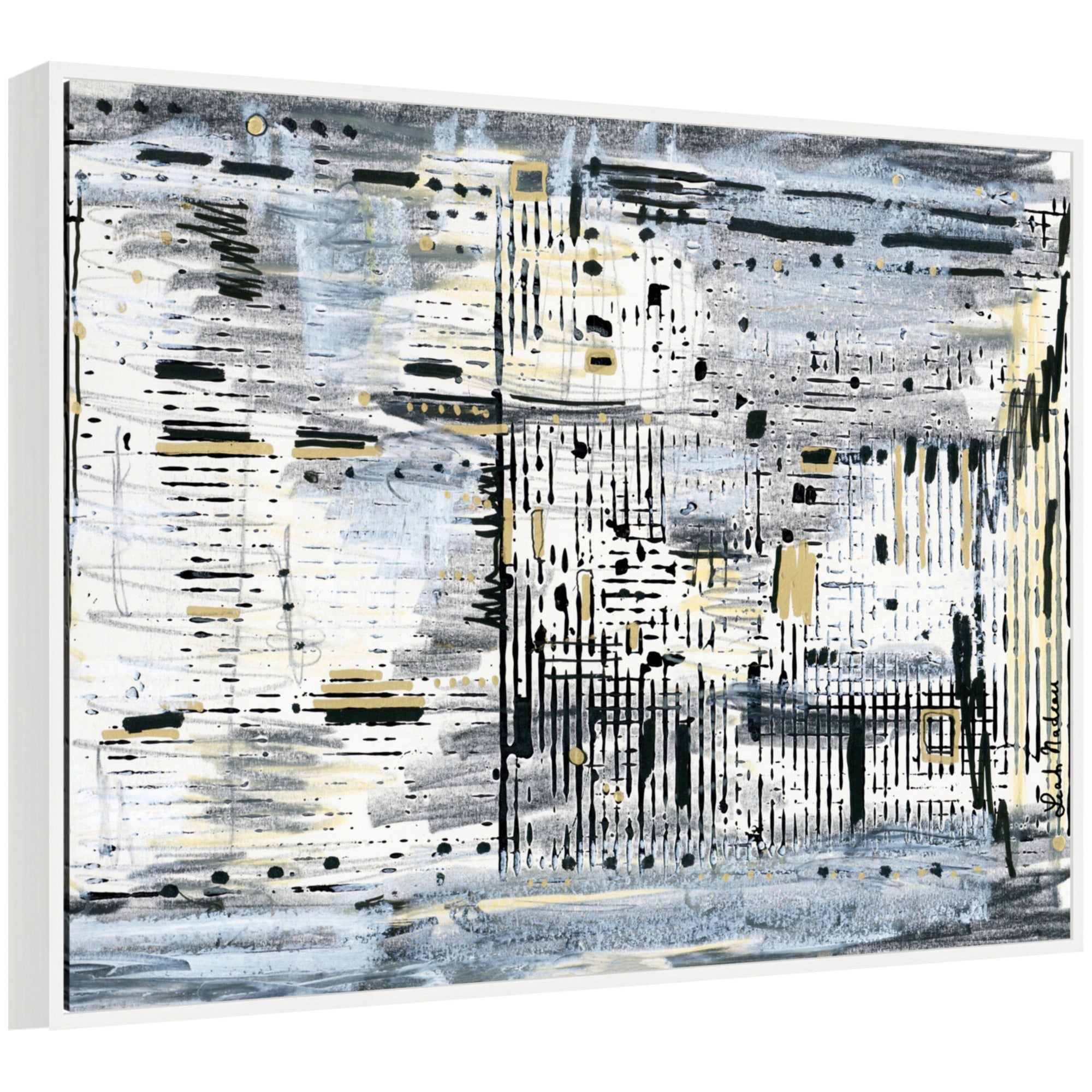 Framed canvas art titled Sylvie Brooklyn Bridge Horizontal by Leah Nadeau showing abstract depiction of Brooklyn Bridge