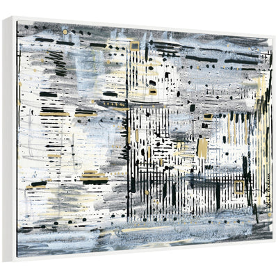 Framed canvas art titled Sylvie Brooklyn Bridge Horizontal by Leah Nadeau showing abstract depiction of Brooklyn Bridge