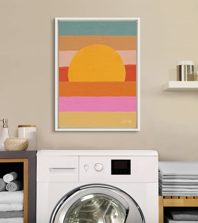 Sylvie Sunset Waves Framed Canvas