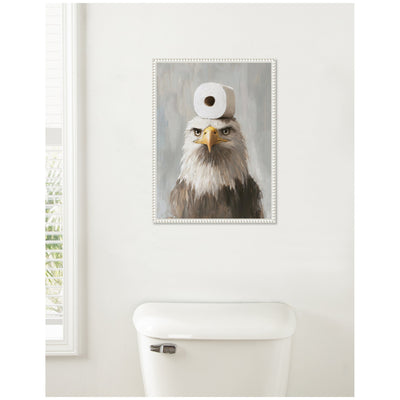 Sylvie Toilet Paper Roll on Bald Eagles Head Bathroom Art Framed Canvas