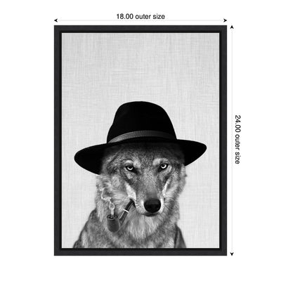 Sylvie Minimalist Wolf Woody Hutson Framed Canvas by Simon Te of Tai Prints
