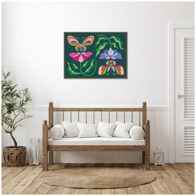 Floral Butterflies by Rachel Lee Framed Canvas Wall Art Print