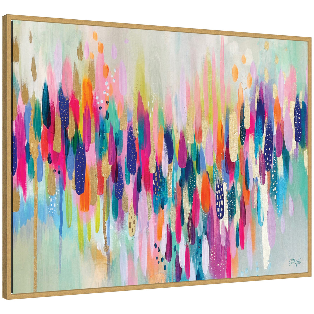 Sylvie Brushstroke 154 Horizontal abstract framed canvas art by Ettavee