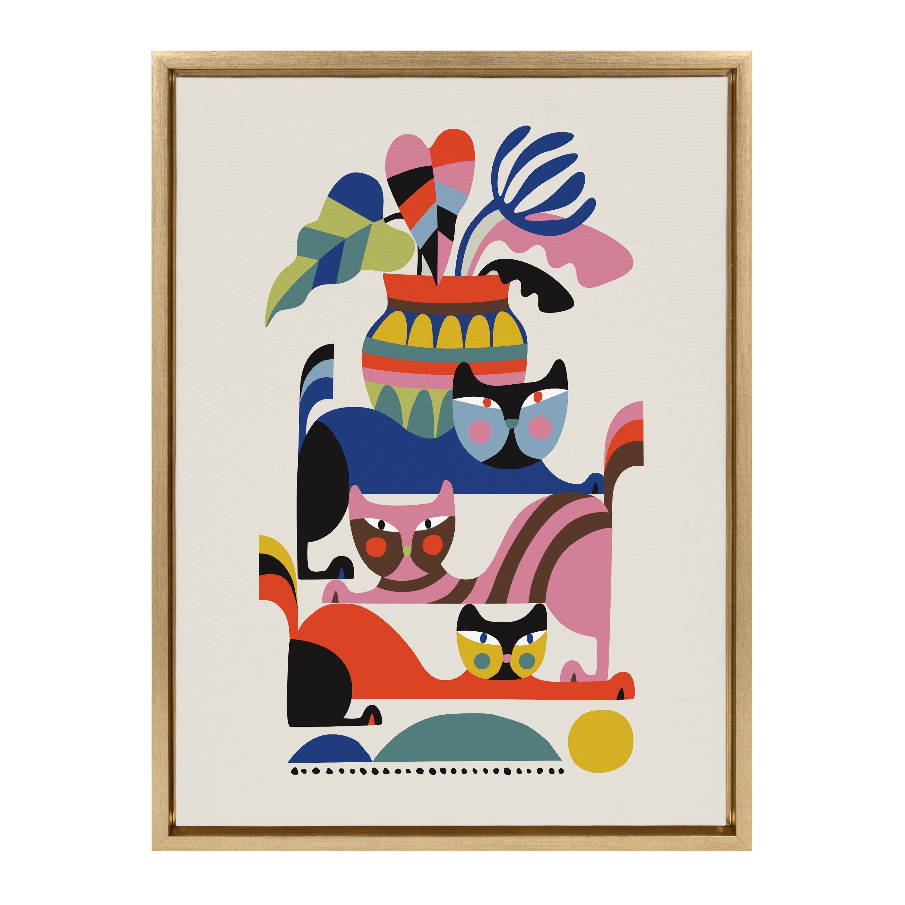 Sylvie 3 Cats Framed Canvas by kateandlaurel - product image 9 for Resin Society