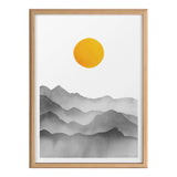 Blake Black Yellow Mountain Range Silhouette Framed Printed Glass