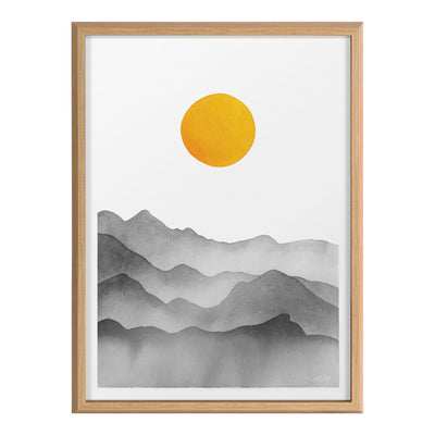 Blake Black Yellow Mountain Range Silhouette Framed Printed Glass