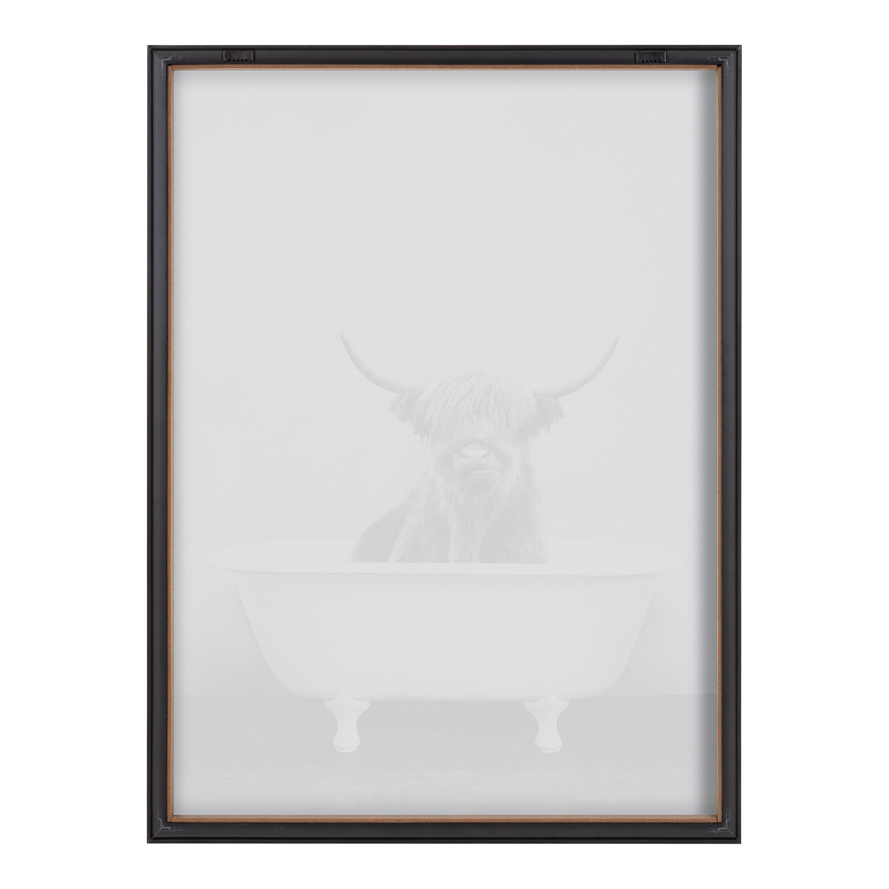 Blake Highland Cow in the Tub BW Framed Printed Glass by kateandlaurel - product image 4 for Resin Society