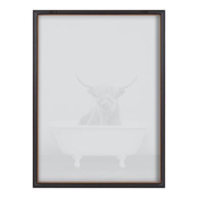 Blake Highland Cow in the Tub BW Framed Printed Glass by kateandlaurel - product image 4 for Resin Society