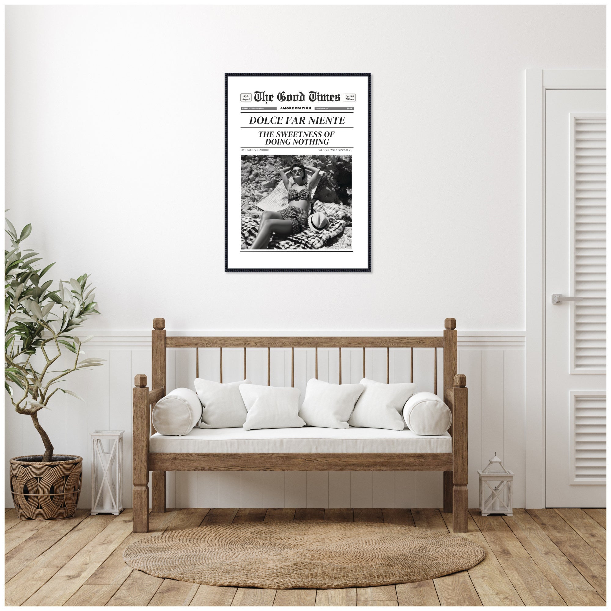 The Good Times Newspaper Dolce Far Niente by Honey Island Studio Framed Canvas Wall Art Print