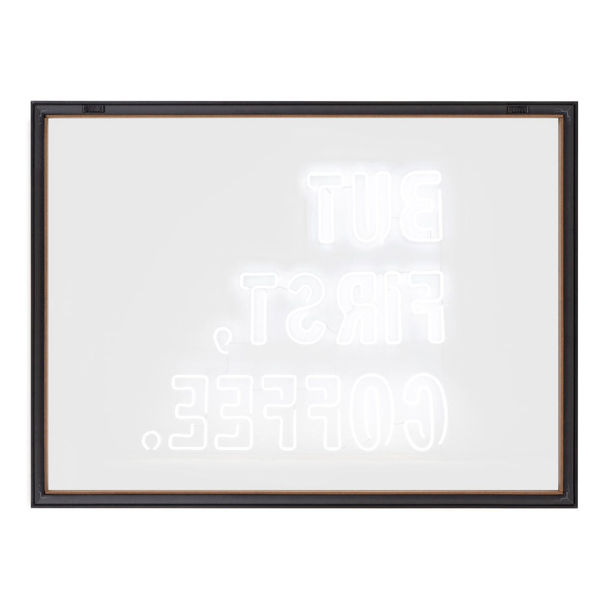 Blake But First Coffee Neon Sign Framed Printed Glass by The Creative Bunch Studio