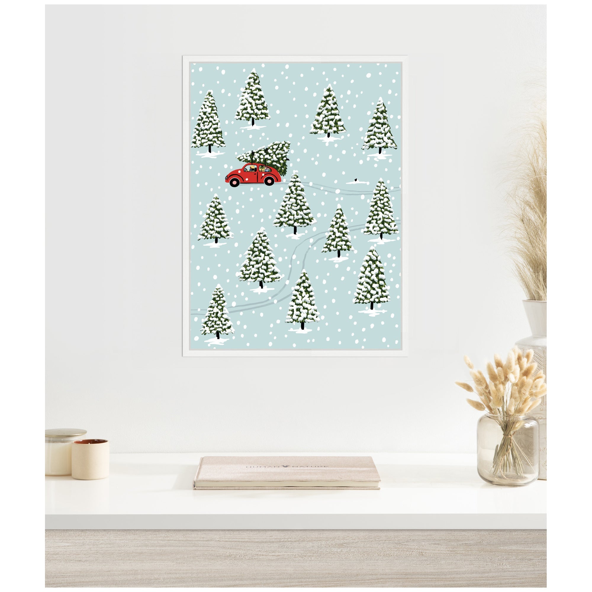Sylvie Framed Canvas Christmas Tree Hunt by Bex Morley Design